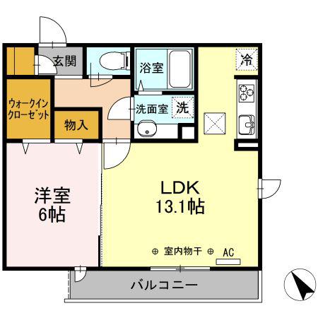 ハーネ・ユーエム・希望ヶ丘(1LDK/1階)の間取り写真