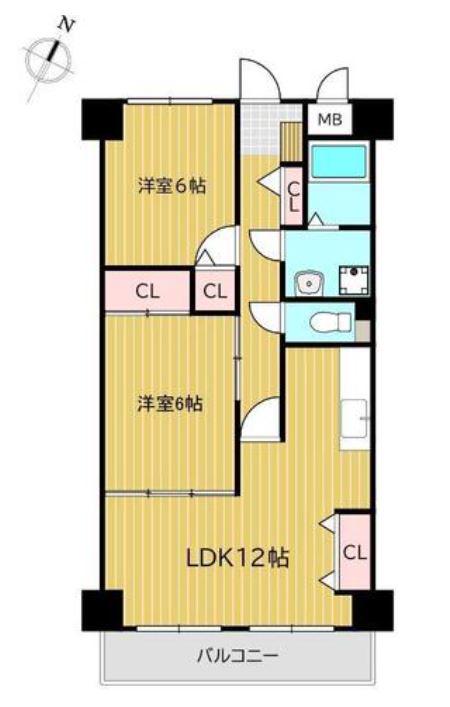 ガーデングラス桑野 302(2LDK/3階)の間取り写真