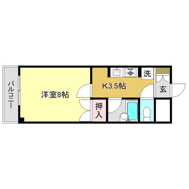 ミタニマンションIII(1K/9階)の間取り写真