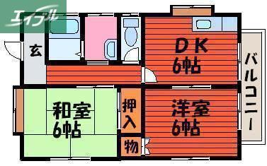 サンシティーA(2DK/2階)の間取り写真