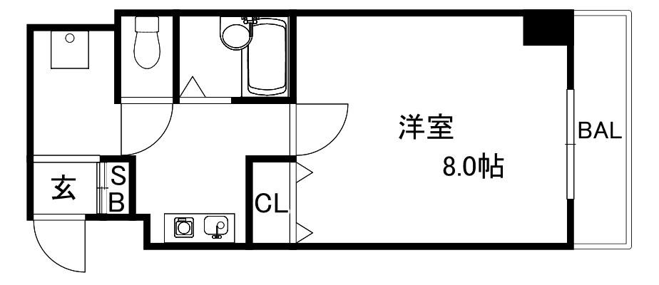 アコルデパルク三宮(1K/3階)の間取り写真