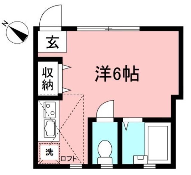 カーサフローラA棟(ワンルーム/2階)の間取り写真