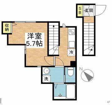 ソレイユレザミ(1K/2階)の間取り写真