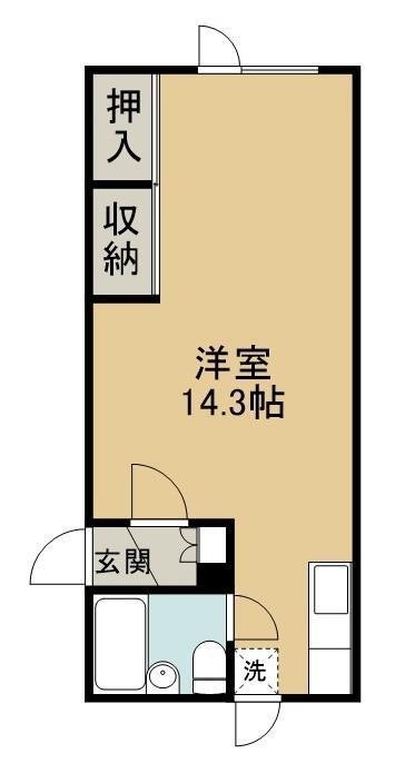 ハイツ恵1(ワンルーム/1階)の間取り写真