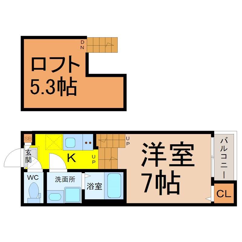 ハーモニーテラス千種VI(1K/1階)の間取り写真