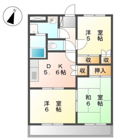 リヴィエール(3K/2階)の間取り写真
