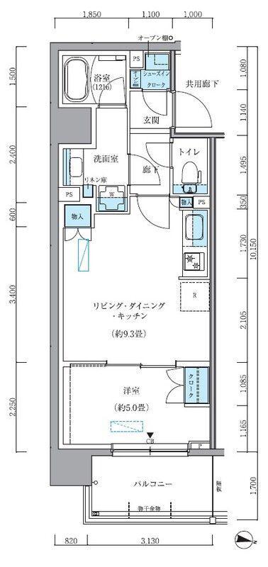 パークアクシス新大橋(1LDK/4階)の間取り写真