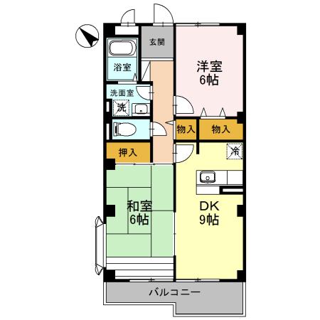 ヴァンベール東(2DK/2階)の間取り写真
