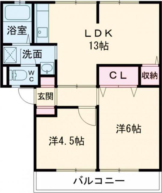 サンライフ雅A棟(2LDK/1階)の間取り写真