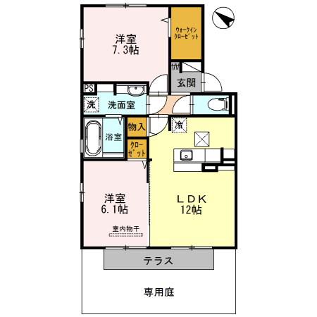 フェリオ(2LDK/2階)の間取り写真