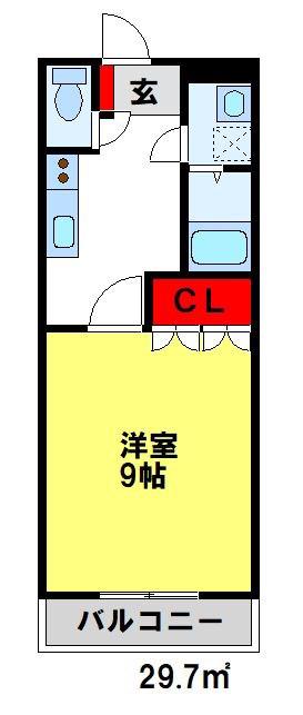 シャルドネ弥生が丘(1K/2階)の間取り写真