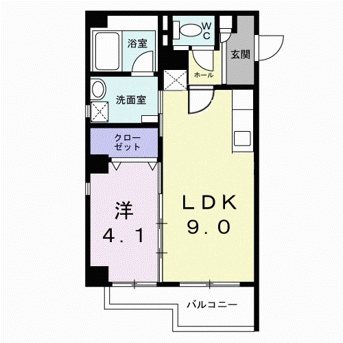 エムステージ藤崎宮(1LDK/3階)の間取り写真