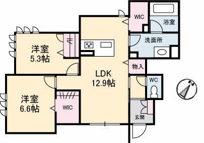 エスポワール戸坂山崎(2LDK/1階)の間取り写真
