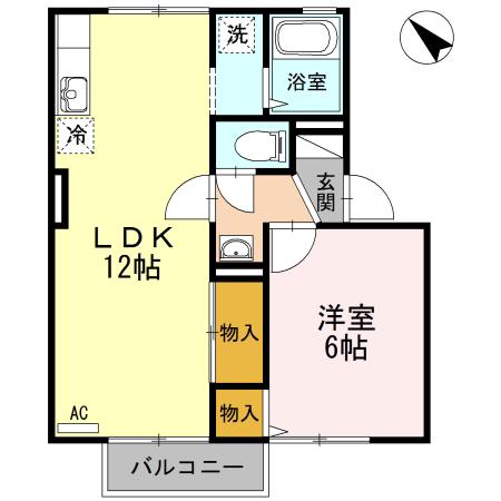 ルミエール・ハシハマ(1LDK/2階)の間取り写真