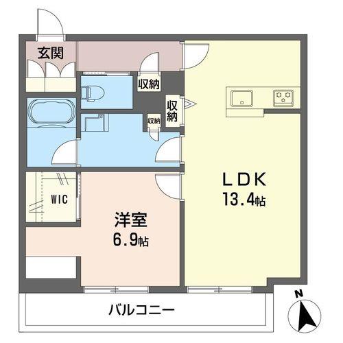 トレジャー大谷戸(1LDK/2階)の間取り写真