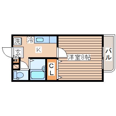 サンヴァーリオ宮千代(1K/1階)の間取り写真