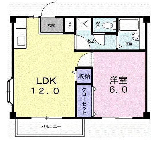 スクエアユース美輝A(1LDK/2階)の間取り写真