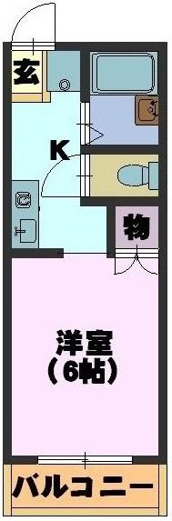 リバーサイドヴィレッジ B棟(1K/1階)の間取り写真