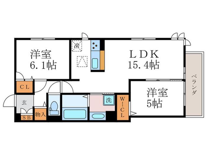 D-ROOM西院小米(2LDK/3階)の間取り写真