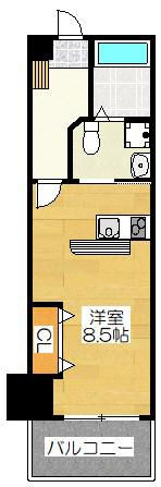NO.67 BENEFIT 21 博多(ワンルーム/9階)の間取り写真