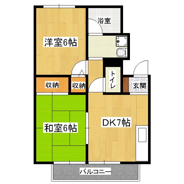 ヴュー深草(2DK/1階)の間取り写真