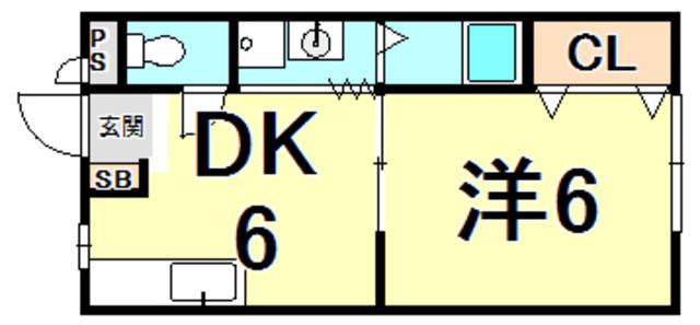 ハイム錦(1DK/2階)の間取り写真