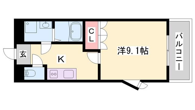 フォレストハウス(1K/1階)の間取り写真