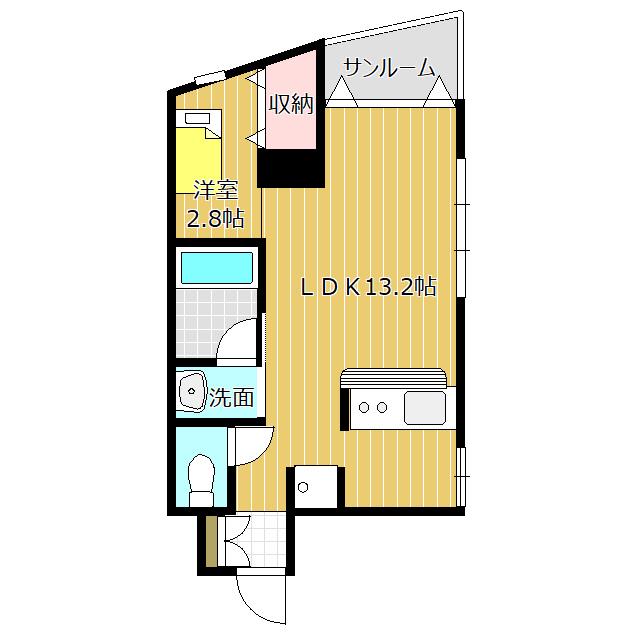 静岡鉄道静岡清水線 新静岡駅 徒歩4分 8階建 築21年(1LDK/3階)の間取り写真