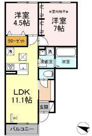 ヴィラ ジュネス(2LDK/1階)の間取り写真