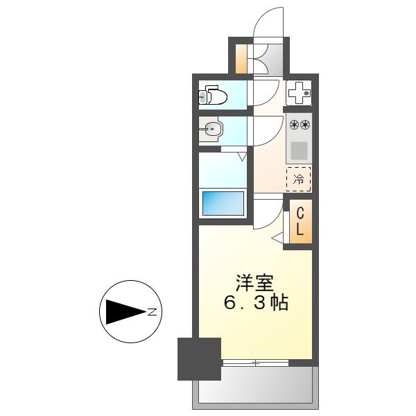 ディアレイシャス矢場町(1K/9階)の間取り写真