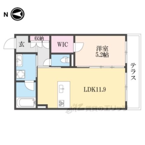 LENECRICCA西大寺2(1LDK/1階)の間取り写真