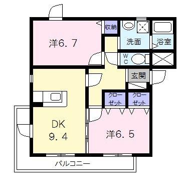 テージス(2DK/3階)の間取り写真