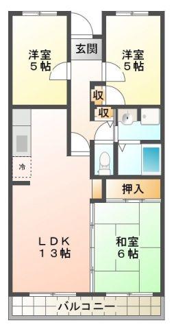 ベルII(3LDK/4階)の間取り写真