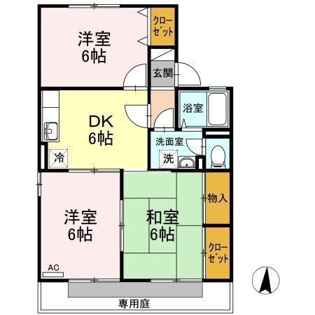 セジュール坂出(3DK/1階)の間取り写真