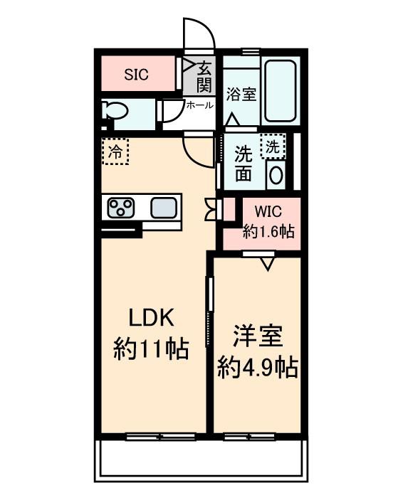マイカーサ湘南(1LDK/2階)の間取り写真