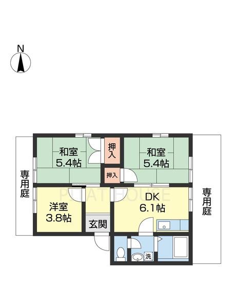 楠見中ディアス(3DK/1階)の間取り写真