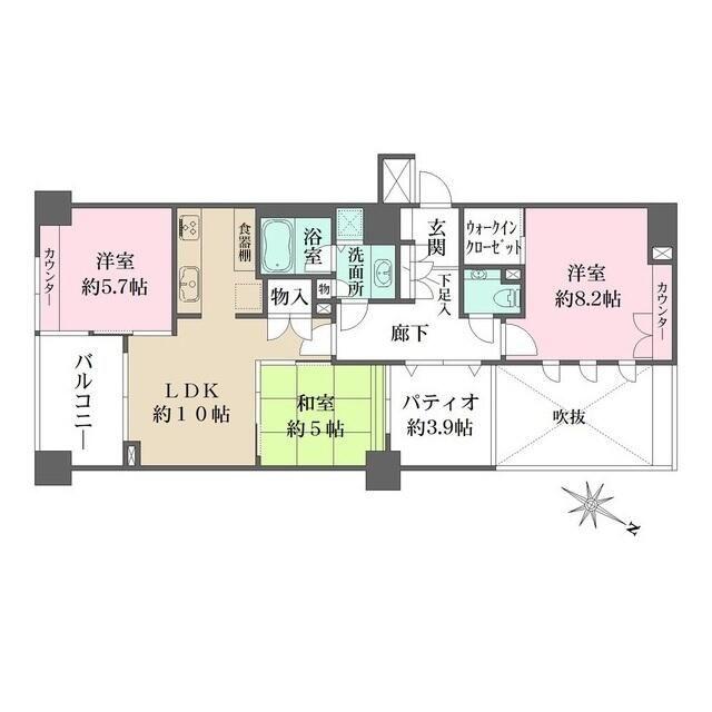 サンクタス築地(3LDK/11階)の間取り写真