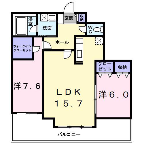 ツインパレスウエスト(2LDK/4階)の間取り写真