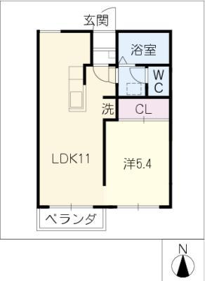 ファミール加藤(1LDK/3階)の間取り写真