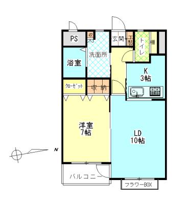 ハイクオリティVI(1LDK/3階)の間取り写真