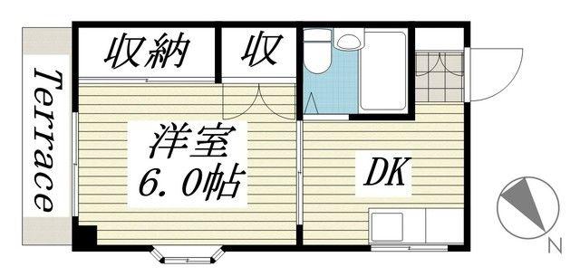ジュネパレスコスギ(1DK/1階)の間取り写真