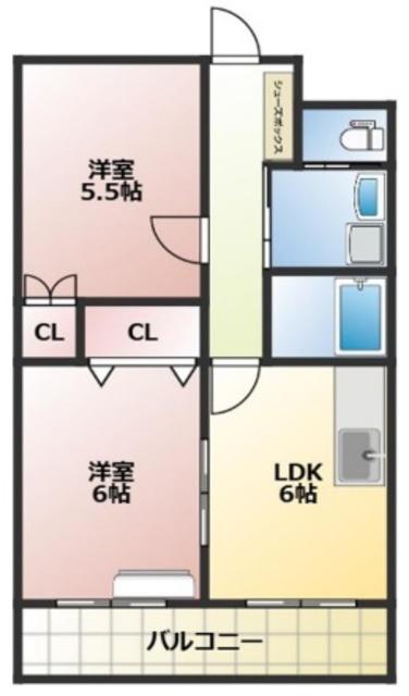 ハーヴェストI(2DK/1階)の間取り写真