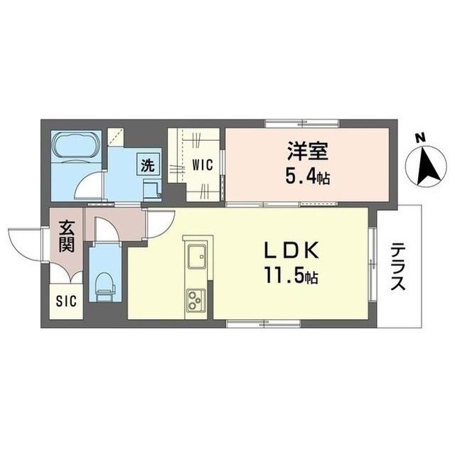 川崎区宮前町シャーメゾン(1LDK/1階)の間取り写真