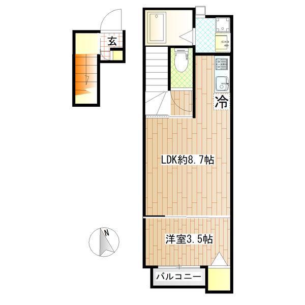 LIBRA COURT 文化町(1LDK/2階)の間取り写真