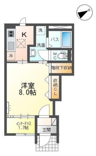 メゾン TAKE・1(1K/1階)の間取り写真