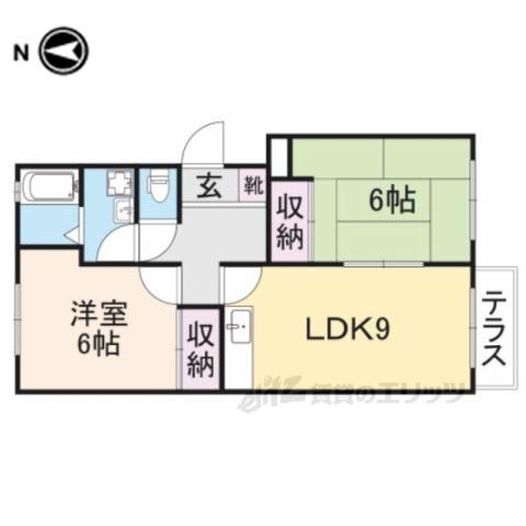 東英ハイツ参番館(2LDK/1階)の間取り写真