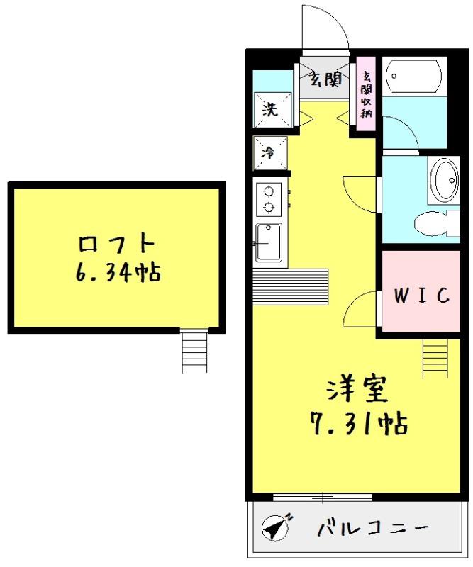 コージーコート西山(ワンルーム/1階)の間取り写真