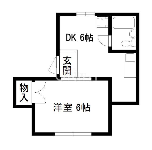 五十川ビル(1DK/2階)の間取り写真
