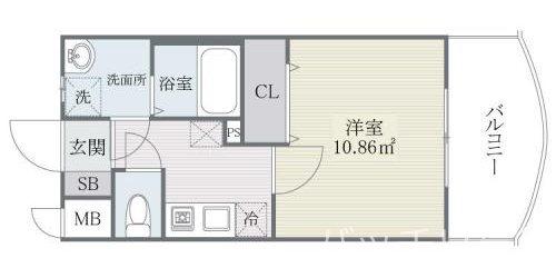 S-FORT姪浜(1K/3階)の間取り写真