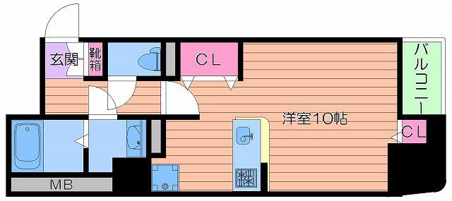CITY SPIRE堺筋本町 旧リトルリバー本町橋(ワンルーム/6階)の間取り写真